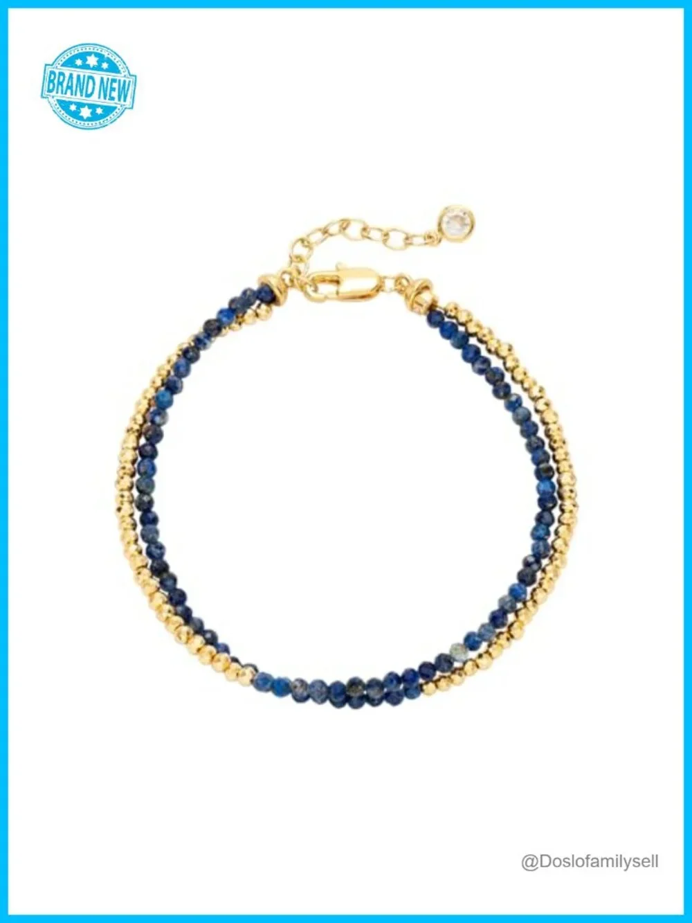 Dainty Stackable Stone Beaded Mixed Layered Link Chain Adjustable Gold Plated